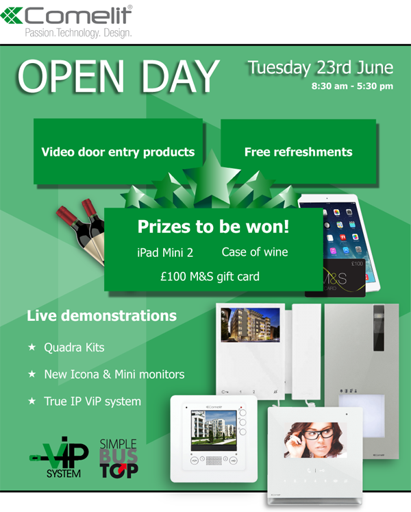 Comelit Open Day on 23 June: see the new #doorentrysystems, speak with experts & win a prize [bit.ly/1JHuiiB]