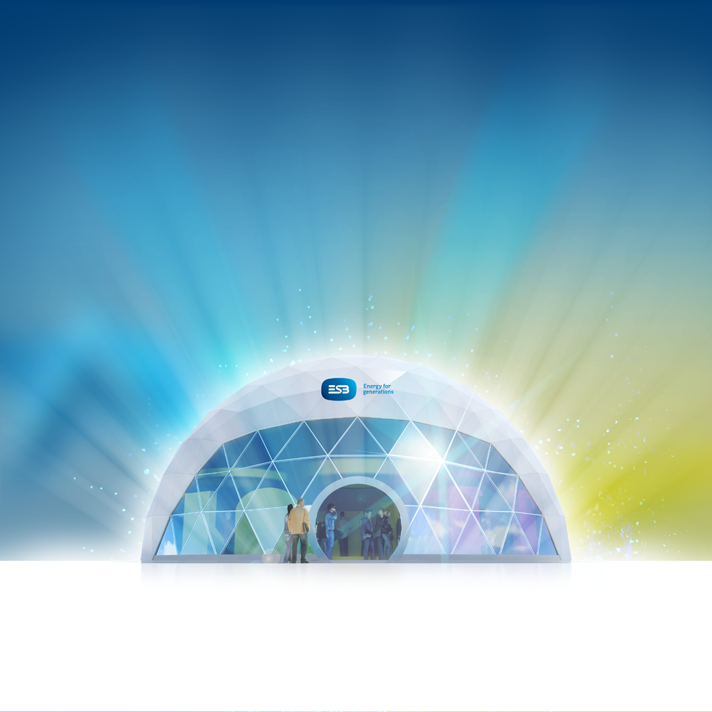 PixelSoupDublin's tweet photo. The dome is up! Come along to the @ESBGroup Powering Potential Expo in Merrion Square to find out how #ESBinnovates. http://t.co/k5DiUIKPVP