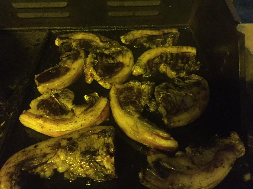 rick_mayor's tweet photo. #Waterinfrastructure #Windmillwork done #Worklikeaslave #Eatlikeaking #beer #Chops on barbecue http://t.co/S7ZZuuSkfg