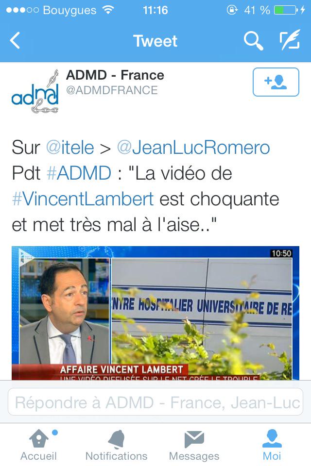OeildeCain's tweet photo. Hé @JeanLucRomero tu t'offusques que #VincentLambert ne soit pas le candidat idéal pour mourir #HonteAToi #Charognard http://t.co/KTNEMK3zQH