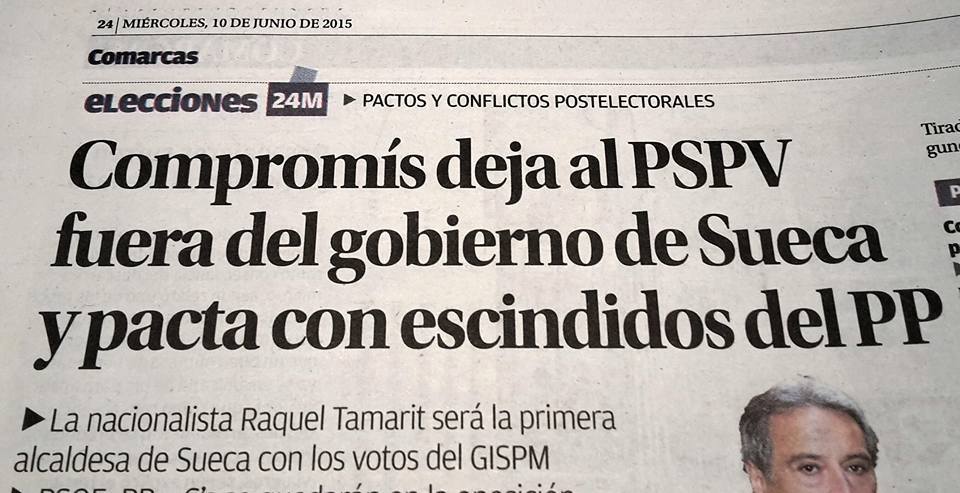 BenjaMompo_'s tweet photo. "Compromís deja al @pspvsueca fuera del Gobierno de Sueca y pacta con escindidos del PP" via @levante_emv http://t.co/TyEBn8JR0x