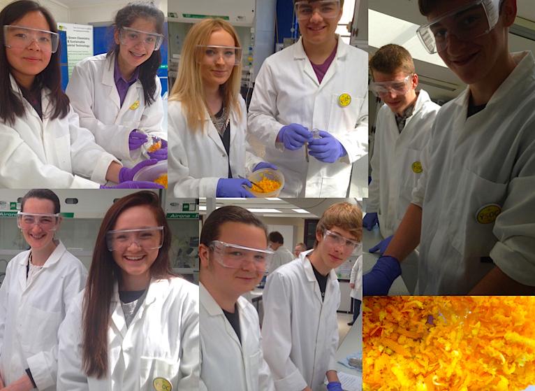 Great to see 6th form students in our outreach centre (YSOC) extracting &amp; analysing limonene from oranges
