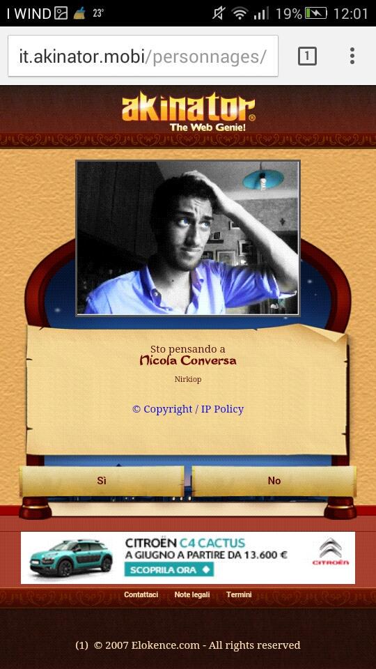 annamic94's tweet image. Passatempi da sessione estiva. @NicolaNirkiop ora posso morire felice! #akinator #nirkiop