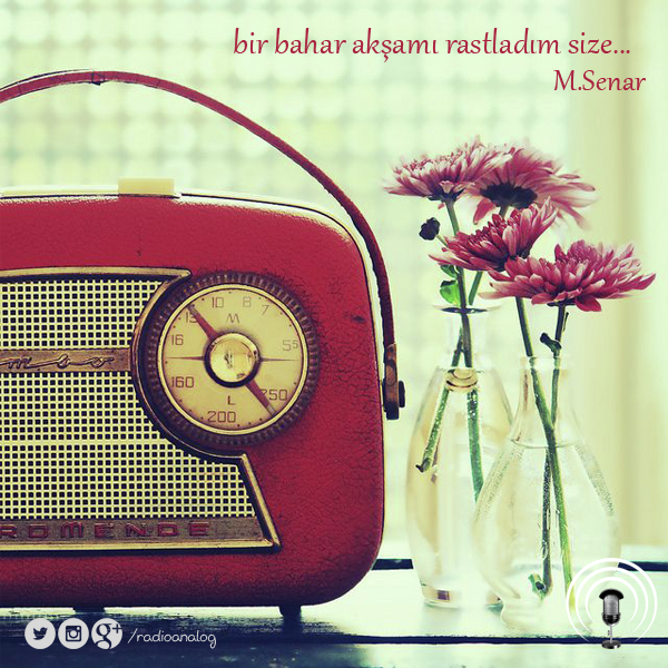radioanalog's tweet photo. Bir bahar akşamı rastladım size
Sevinçli bir telaş içindeydiniz

#radiodinle #muzeyyansenar @radioanalog http://t.co/KK2YECyNSK