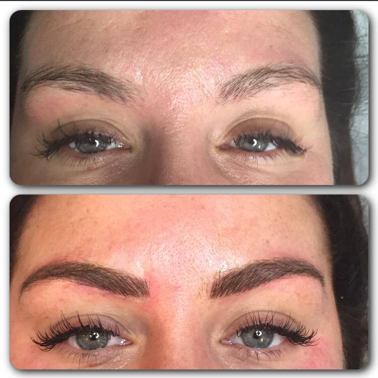 sunsnapper's tweet photo. Before and after semi permanent brows .. Strokes will soften and diffuse during healin period for natural effect ✨✨ http://t.co/8CdWMxJogo