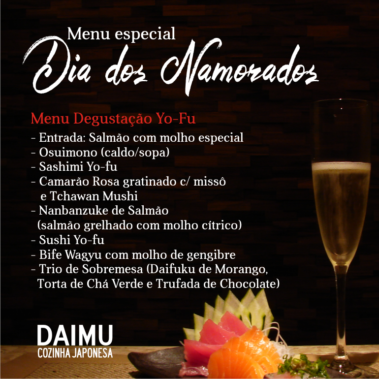 daimu_poa's tweet photo. Neste dia dos namorados, traga seu AMOR para o melhor da culinária japonesa!!
Menu Especial Namorados http://t.co/WBmRrSoJHN