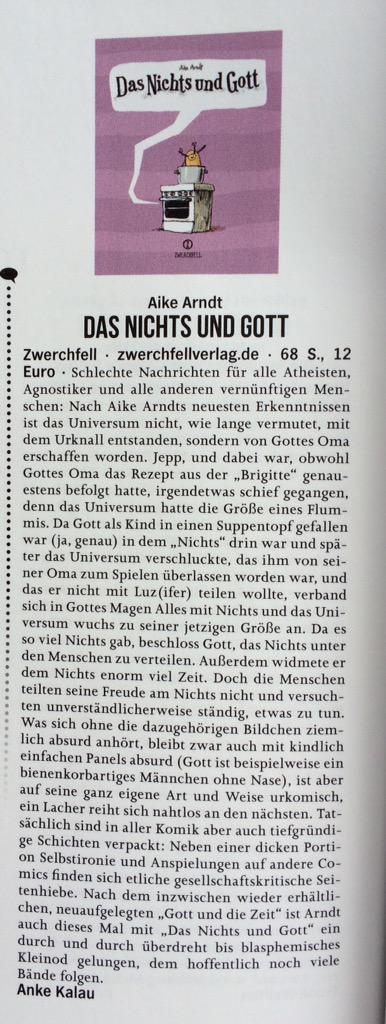 Zwerchfell's tweet photo. »…ein durch &amp; durch überdreht bis blasphemisches Kleinod« @oxzine über @heikofromhell s DAS NICHTS UND GOTT http://t.co/s6puWItqlJ