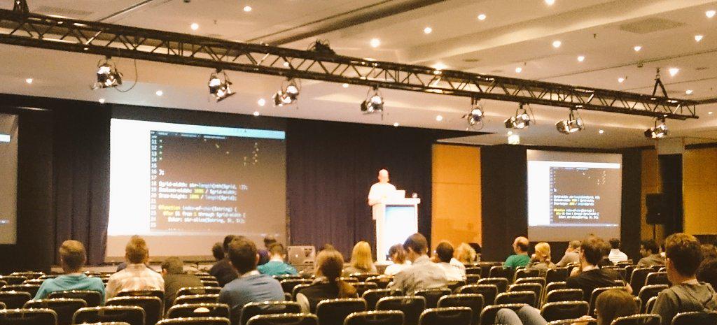 OliverAdria's tweet photo. Some live Sass/CSS hacking at the #ipc15  with @roy ... fun and hands-on stuff at @phpconference http://t.co/Lt0xVpmQ0N