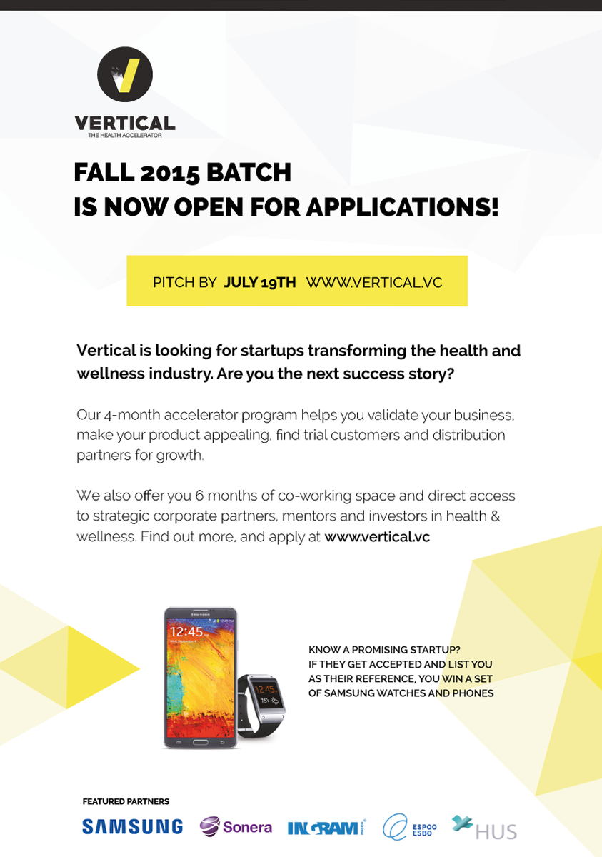 Applications for Vertical Accelerator are now open! #helyes #chpftw #sthlmtech #nordictech #mhealth #smarthome