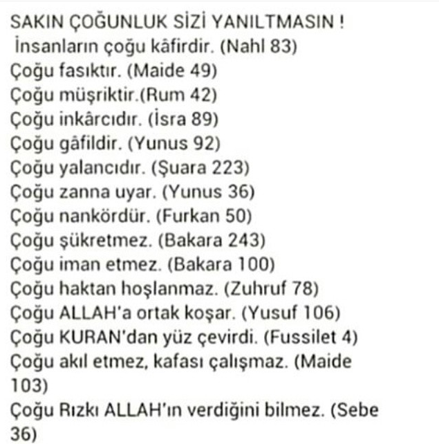 SAKIN ÇOĞUNLUK SİZİ YANILTMASIN!!