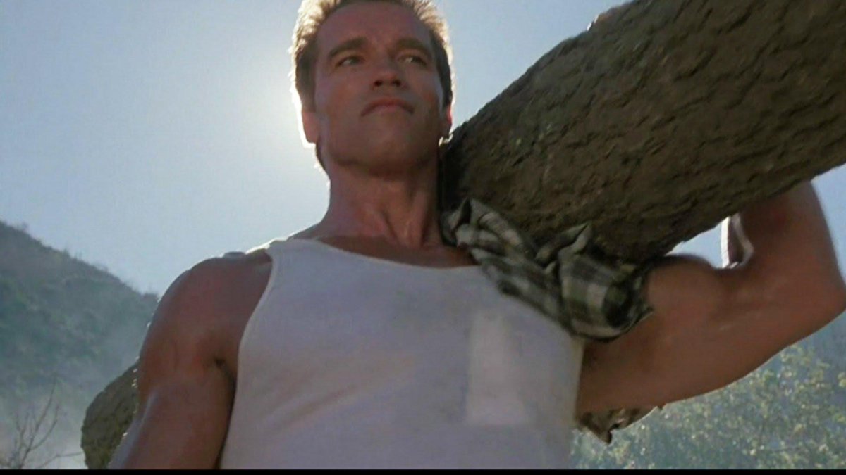TheArnoldFans's tweet photo. @carrieUNDERwood is how she does the @CMT...but @Schwarzenegger in "Commando" carries the wood OVER! #TheOverUnder http://t.co/SPxB4PY0lz