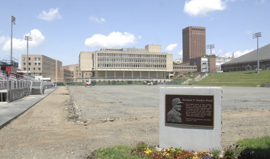 mattkinnear's tweet photo. Goodbye, old Garber Field turf http://t.co/MuoeZQpAIj http://t.co/VhHrK6X2NH