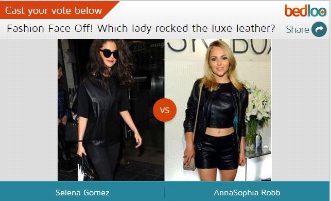 bedloo's tweet image. Fashion face off! Help @TeenVogue pick who wore it best. #SelenaGomez v #AnnaSophiaRobb. Vote bedloo.com/teenvogue