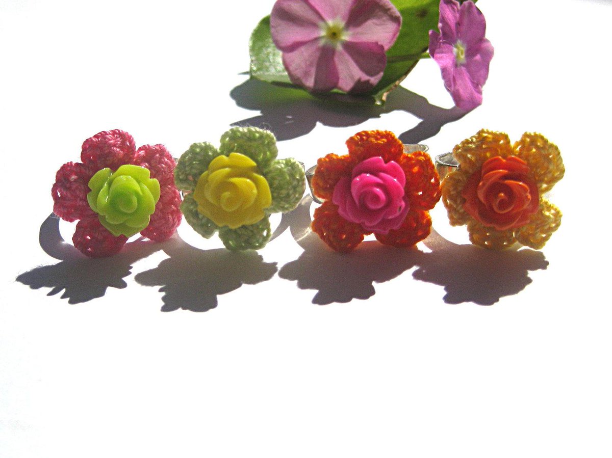 SunshineDaydrea's tweet image. Neon flower ring, Hippie rings, Rave jewelry, pick your color, crochet je… etsy.me/190RbhX #Etsy #FlowerRing
