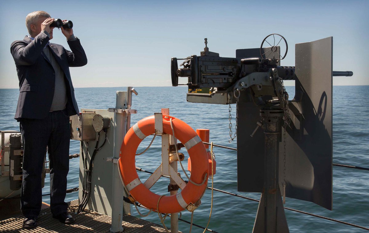 stephenharper's tweet photo. Observing Russian navy vessels while on board @HMCSFredericton in the Baltic Sea. http://t.co/PyxNqrqVGM