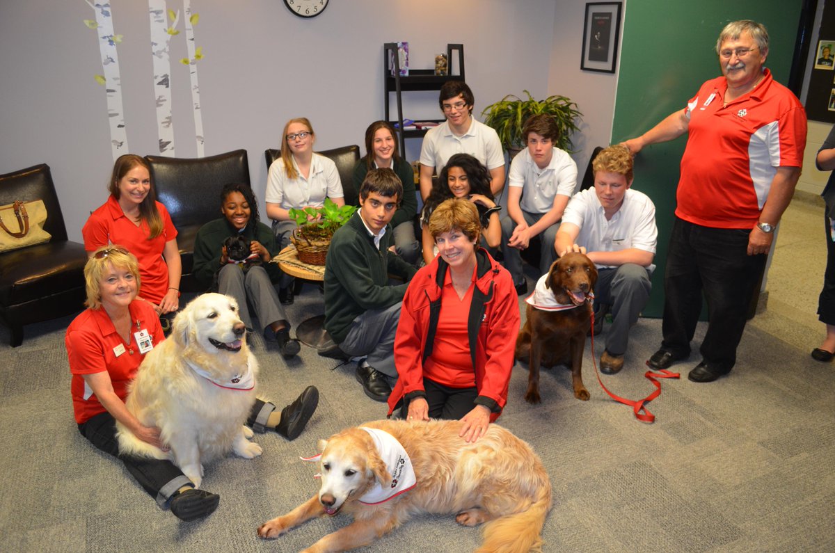 hcwethenorthend's tweet image. Therapy dogs in the house helping the Army prepare for exams #bleedgreen #LoveDogs #HeadScratch #SummersAlmostHere