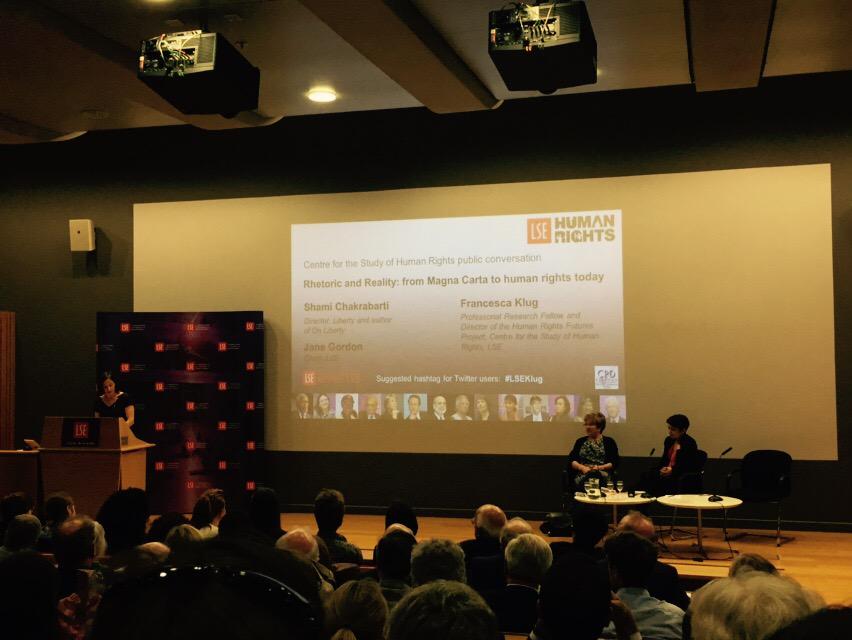 #lseklug Magna Carta to human rights today. It's not challenging to be nostalgic about a medieval document. Off we go http://t.co/moLww8MohW