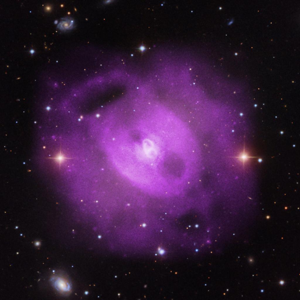 NASA's tweet photo. Eruptions from a supermassive #blackhole over 50 mil yrs have rearranged the cosmic landscape: http://t.co/5CVcJJ75cQ http://t.co/ba0coeRmEF