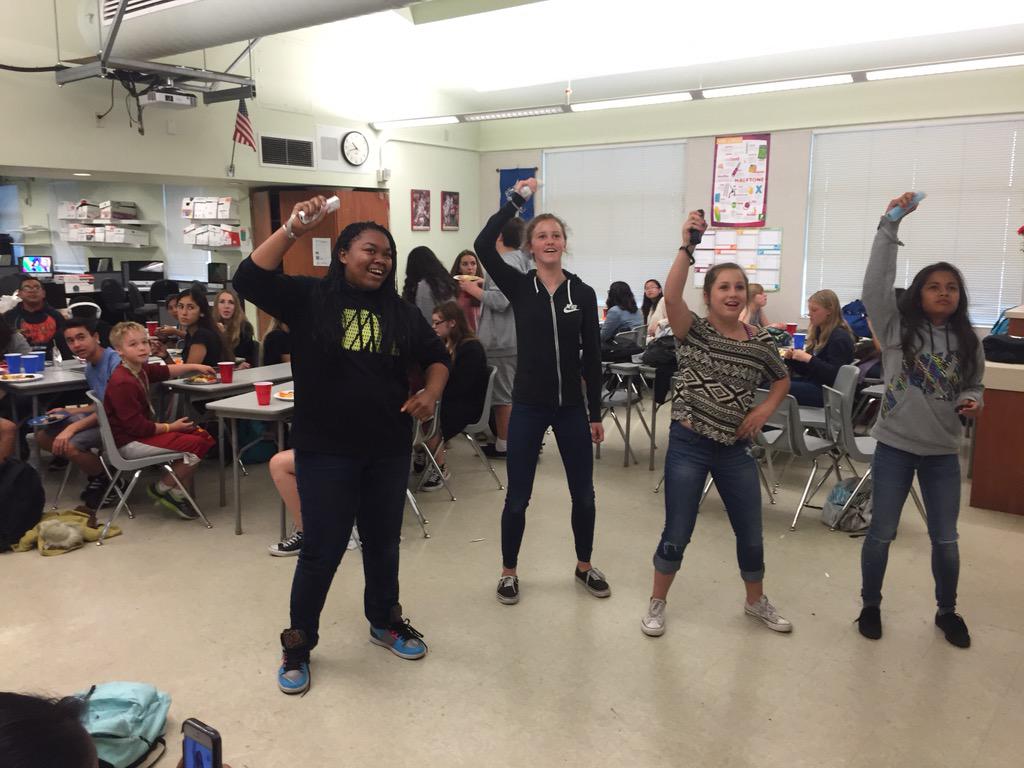 TechSequoia's tweet image. Yearbook class celebration with the wii. Great book!