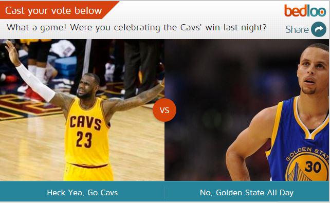 bedloo's tweet image. What a game! Were you celebrating the #Cavs' win against the #Warriors last night, or no? bedloo.com/bedloo