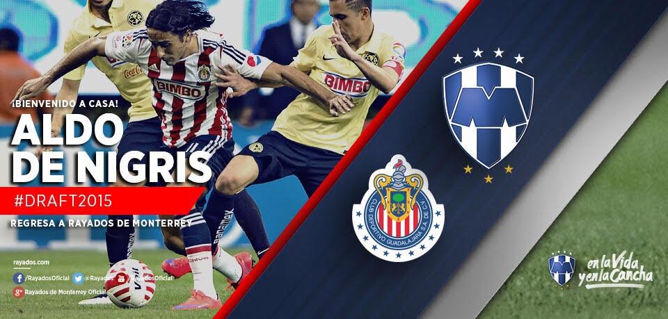 Rayados's tweet photo. Regresa @DeNigris9 a #Rayados #Draft2015 @LIGABancomerMX http://t.co/n7DeuMJOly