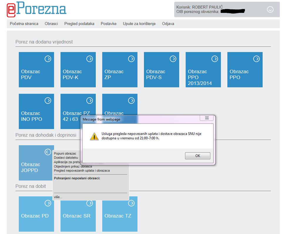 Kao svaka druga aplikacija koja drži do sebe, web aplikacija porezne uprave ima svoje radno vrijeme. #apsurdistan