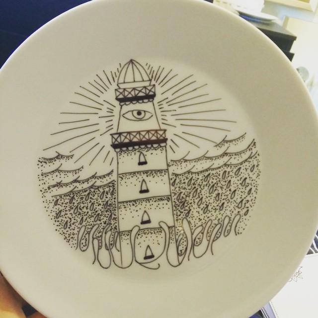 sticknpoke.com #plate #drawing #sketch #tattoos #tattoo #flash #lighthouse #somethingnew #portfolio