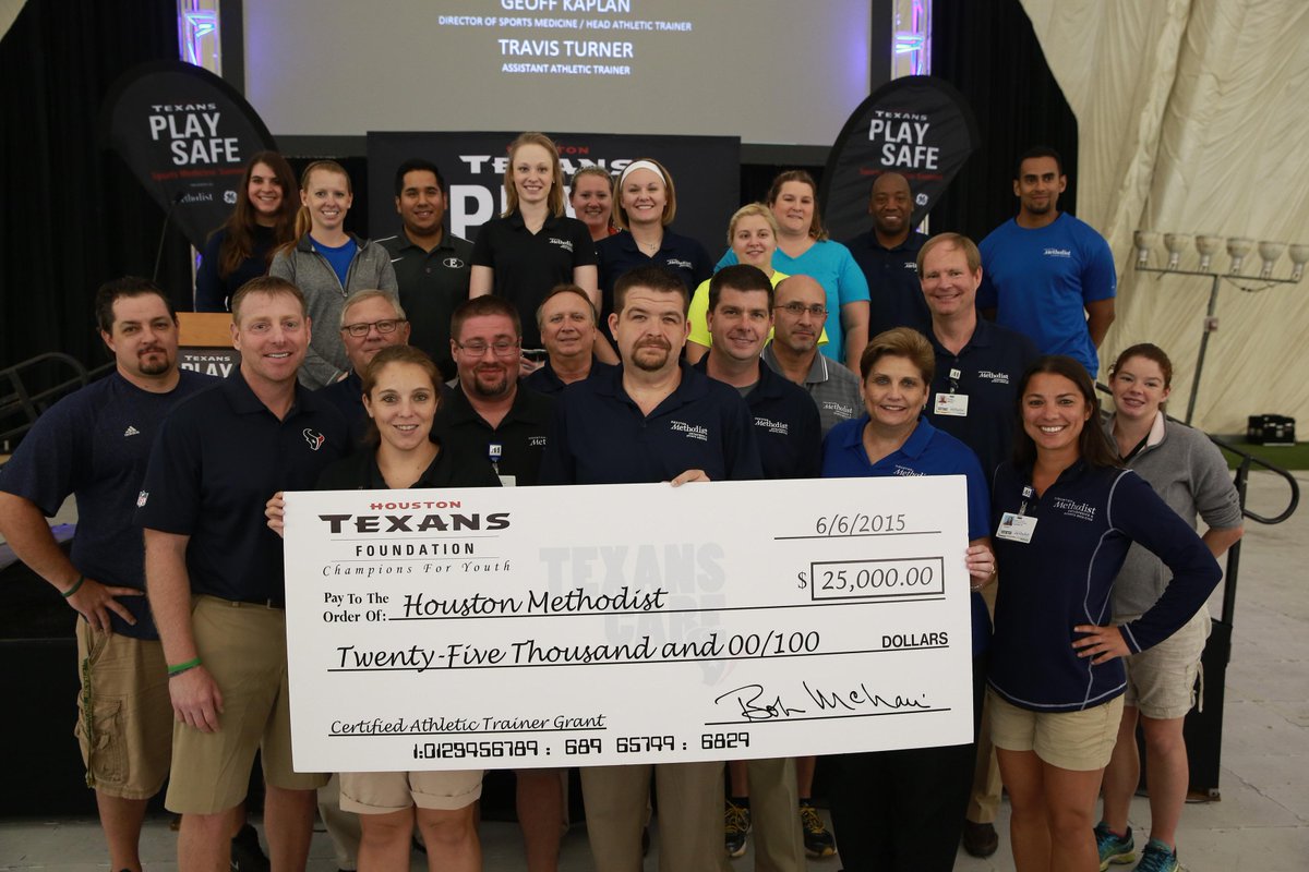 Texans Foundation + <a href="/nfl/">NFL</a> are proud to present <a href="/MethodistHosp/">Houston Methodist</a> with $25,000 for their Athletic Trainer Outreach program