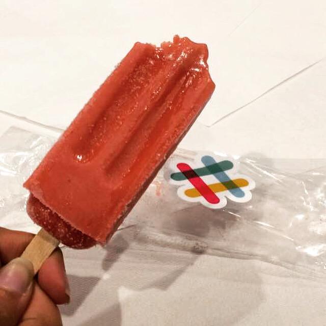 Snacking on strawberries 'n cream deliciousness thanks to <a href="/ThePopNation/">The Pop Nation</a> &amp; <a href="/SlackHQ/">Slack</a> @bringyourlayers #layersclub