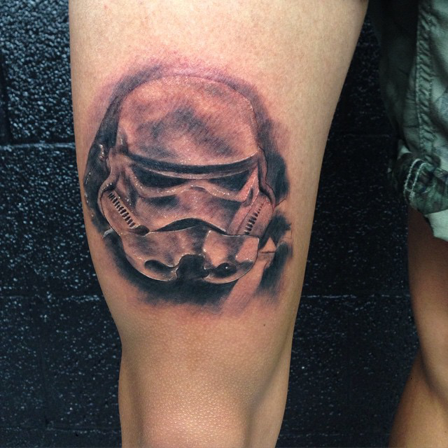 anthonyjsolis's tweet photo. Stormtrooper tattoo is finished. Hella stoked on it http://t.co/Mb6T7fnUiM