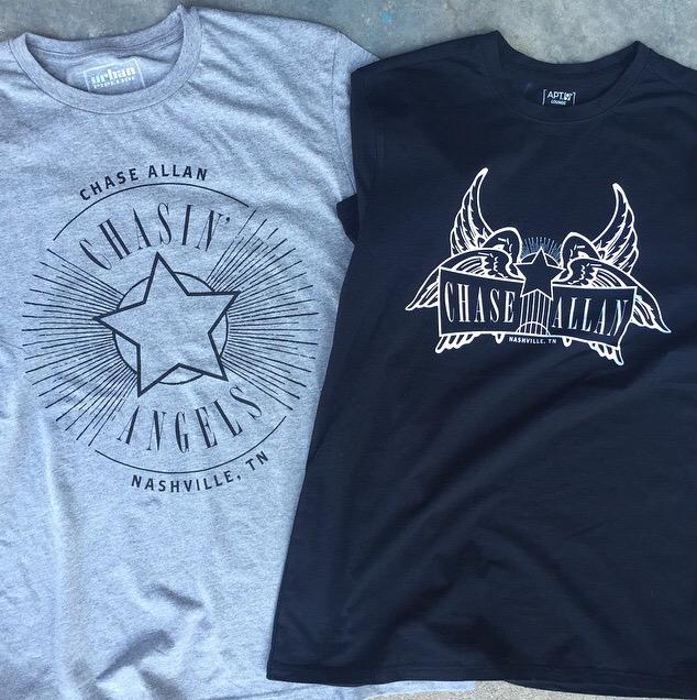 stAhungrydesign's tweet photo. Here's a couple shirt designs for #chaseallan and his band #chasinangels at #CMAfest I did with @MerchCave http://t.co/sCGUdOjd2r