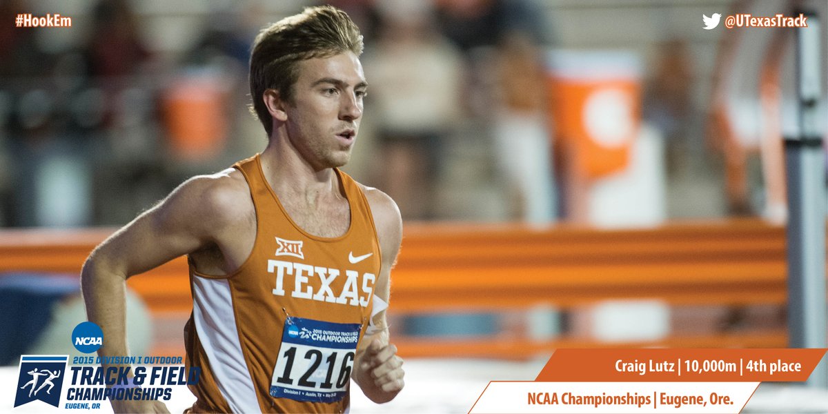 TexasTFXC's tweet photo. Lutz runs 29:11.17 to finish 4th in 10,000m and score 5 pts for the men's team standings. #HookEm #NCAATF http://t.co/gSTcxgGiCZ