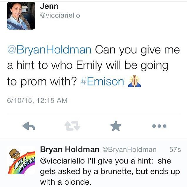 Always_Emison's tweet image. Praying it's Ali not Sara. If not Ali, hope it's Hanna. Sorry Caleb I'm desperate 😂😂 #Emison #EmisonAtProm