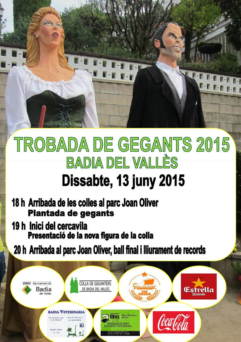 Aquest dissabte tarda acompanyem a <a href="/gegantsdebadia/">Gegants de Badia</a> en la seva trobada #gegants #culturapopular Us esperem! #SQV