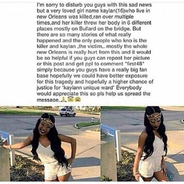 Itsskaaylaaa_'s tweet photo. #First48NewOrleans #RIPKaylan #Justice4Kay she was the same age as me this is so sad I hope justice is granted π http://t.co/oVTt63IpDJ