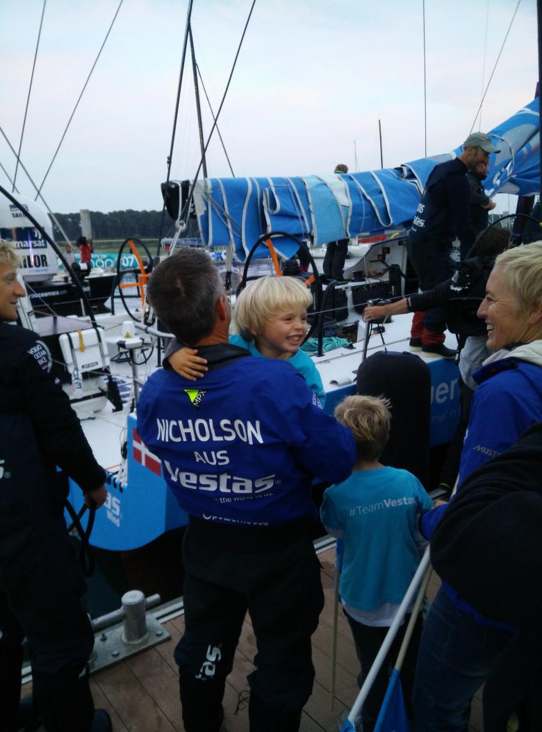 Welcome back guys! Incredible atmosphere &amp; special moment for #TeamVestas' families &amp; friends #blueisback #VOR