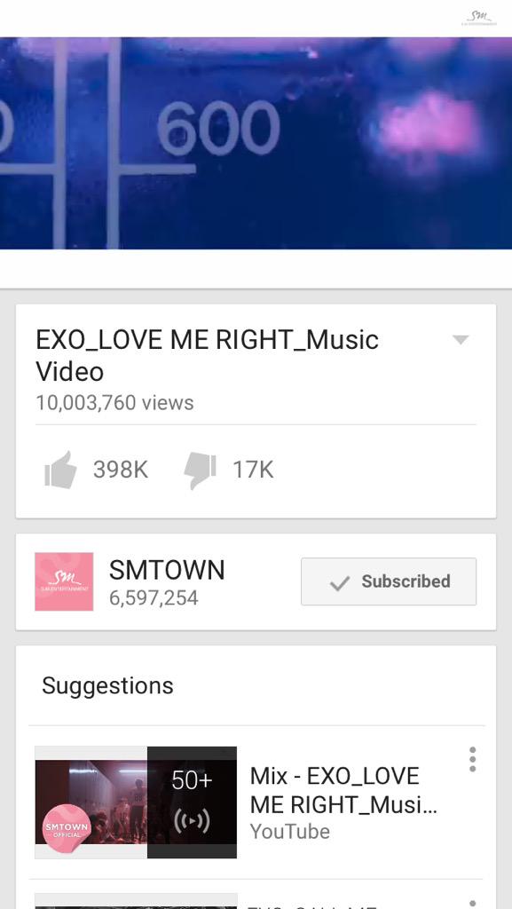 [!] EXO #LoveMeRight M/V has reached 10 MILLION VIEWS! We've finally unlocked another EXO-L event! NEXT: 12 MILLION