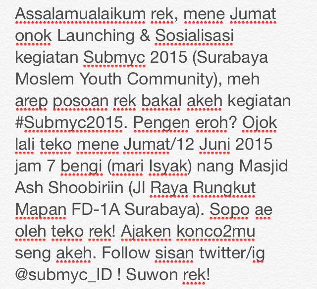 Besok! Launching dan Sosialisasi kegiatan <a href="/submyc_ID/">Submyc Indonesia</a> #submyc2015 <a href="/rinaldiyoga/">Rinaldi Yoga Tamara</a> @adamsyarieftham <a href="/RamadhaniZakky/">Zakky R</a>