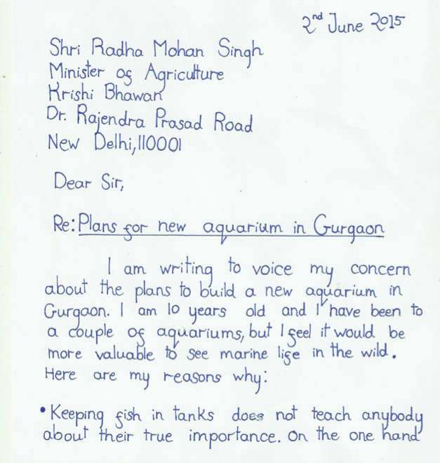 SanctuaryAsia's tweet photo. This sensitive letter by ten-year-old Kai, explaining why #aquariums are unethical, gives us hope for tomorrow! http://t.co/s6T9C2PWQl