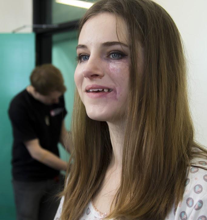 ClickbaitSeries's tweet image. "You should see the other guy!" @jones6_hannah getting prepped for one of the key scenes in #clickbait @iSouthampton