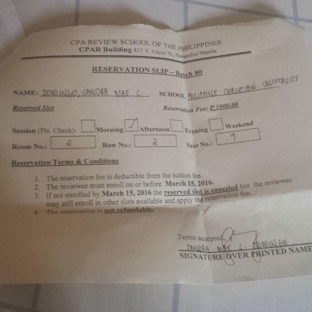 domingming's tweet photo. Reserved #October2016 #CPAInProgress @AcctncyProblems http://t.co/WhaKQ1WpbE