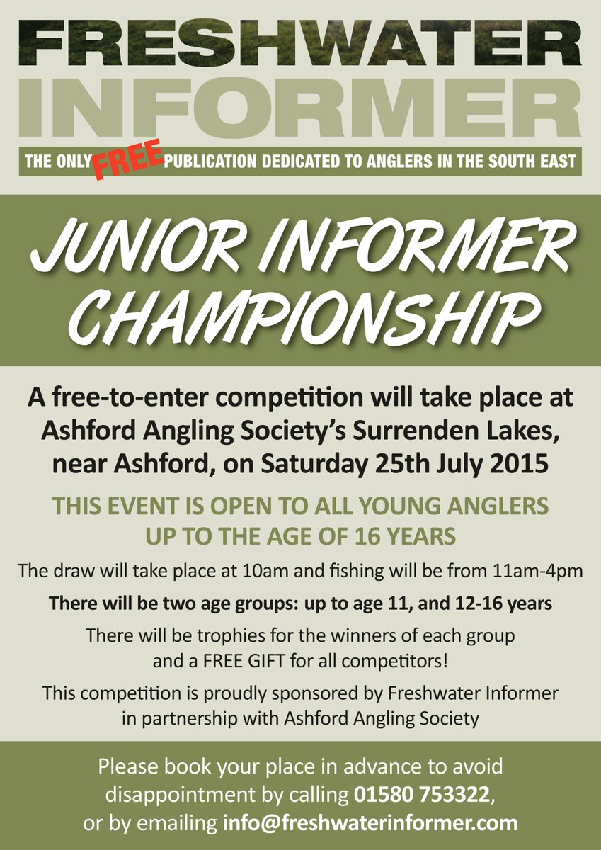 FW_Informer's tweet photo. To all young anglers, check out this free to enter championship sponsored by The Freshwater Informer. http://t.co/Lzh6LgEEkj