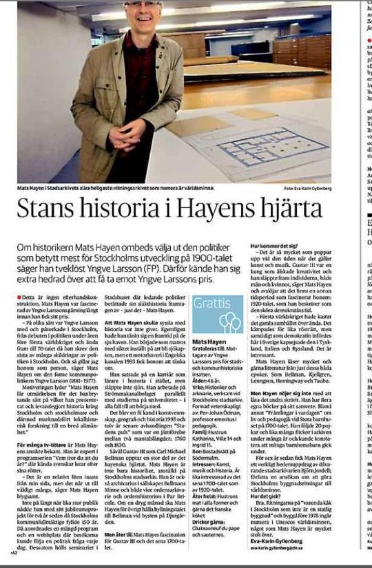 DrYngveLarsson's tweet photo. "Den politiker som betytt mest för Stockholms utveckling på 1900-talet" – @MatsHayen om #borgarradet i dagens #DN. http://t.co/VqQt3eYF9f