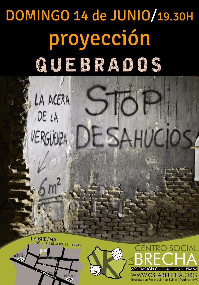 LaBrechaVK's tweet photo. Este domingo en @LaBrechaVK proyectamos "Quebrados" sobre la lucha contra el derribo de una vivienda en Ofelia Nieto http://t.co/AKibW9YmAF