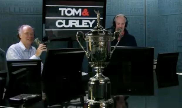 U.S. Open trophy is touring Seattle - in studio with Tom and Curley mynw.me/1GhiaSC