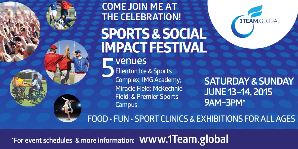 1TeamGlobal's tweet photo. #thisweekend #Sport #SocialImpact Festival Attend 4 chance to win @IMGAcdemy Training #free #bradenton http://t.co/ehMfRBueLE