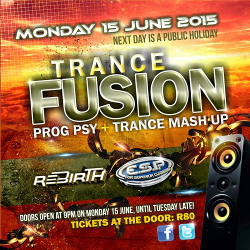 #TranceFusion <a href="/ESPNightClub/">ESP</a> Mon, 15 June. The ESP + ReBirth DJs go 1on1 
#Progressive #Psy #Mashup 

<a href="/Elemental_Dj/">Roché Davies</a>