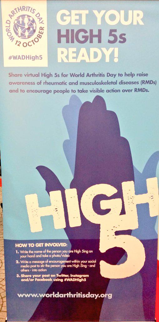 sanjaymp9's tweet photo. "Get Your High 5s Ready!" 
Preparing for World Arthritis Day #WADHigh5 at #EULAR2015 http://t.co/jaJHVoaK3j