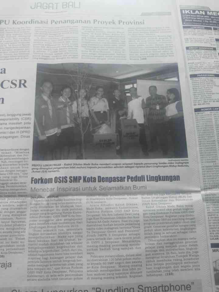 Edisi Koran :) #Teamup #ForkomOsisSMPKotaDenpasarPeduliLingkungan