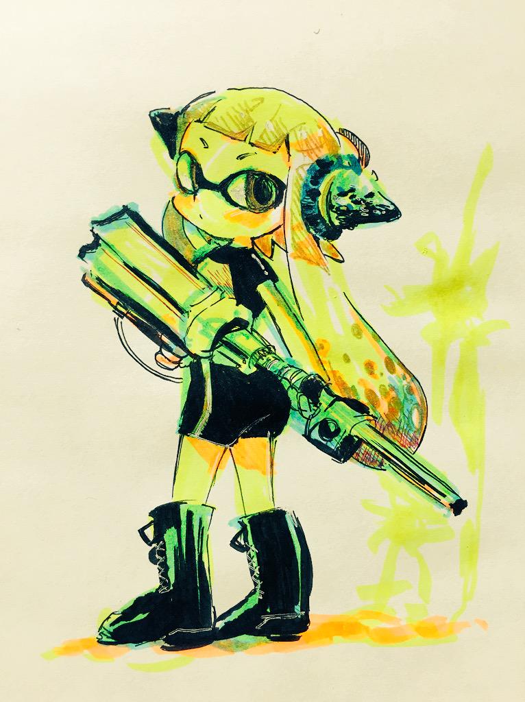 やや よめ Auf Twitter 余ってる蛍光ペンでスプラトゥーン ラクガキ やっと憧れだった三角ヘッドホン手に入れたよ そしてタコゾネスな雰囲気の服 カッコ可愛い 武器はリッター3k Http T Co Urfbopkqvt